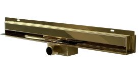 Жолоб водостічний VBI Kent Wall 2 в 1 із решіткою 90 см нержавіюча сталь золото VBI-060409GL