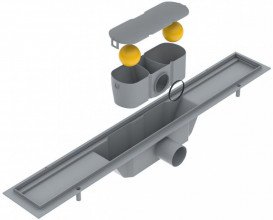 Жолоб водостічний Volle 60 см з гратами лінія нержавіюча сталь 90-22-604