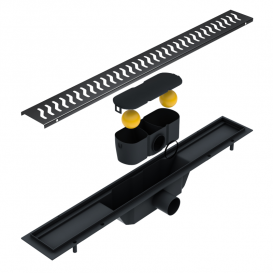 Желоб водосточный Volle 60 см с решеткой волна черный 9000.202604