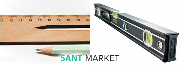 рівень і олівець злінійкою